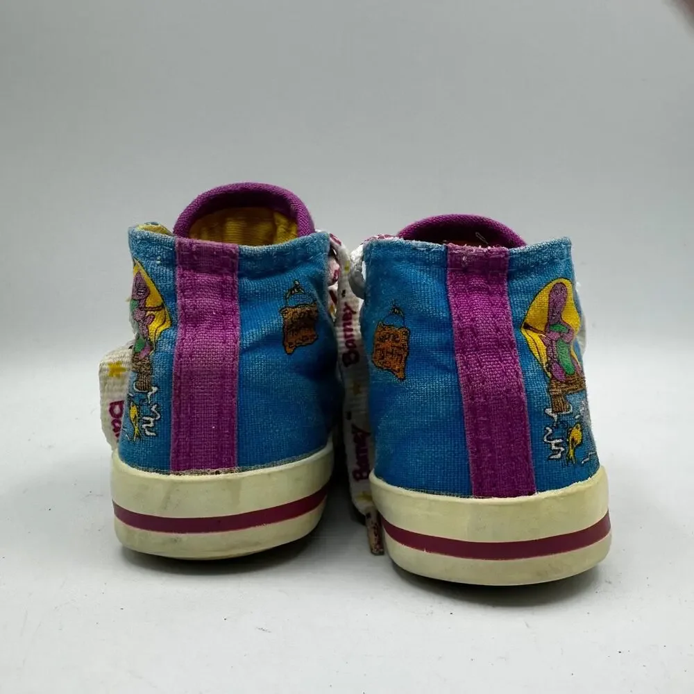 Vintage 1993 BARNEY Purple Dinosaur Lace Up Shoes Toddler Size 4 READ